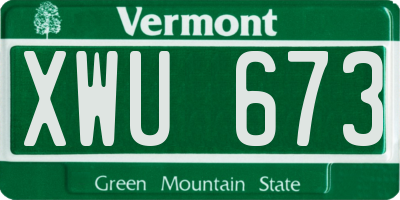 VT license plate XWU673