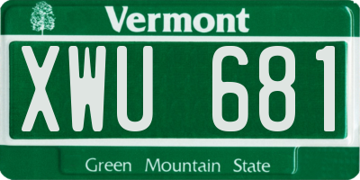 VT license plate XWU681