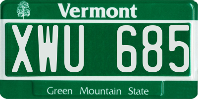 VT license plate XWU685