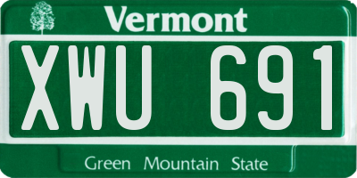 VT license plate XWU691