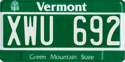 VT license plate XWU692