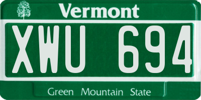 VT license plate XWU694