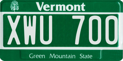 VT license plate XWU700