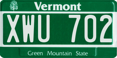 VT license plate XWU702
