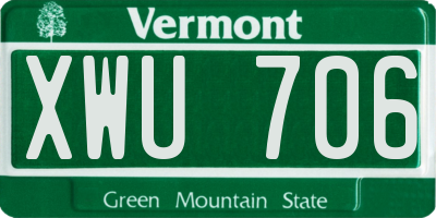 VT license plate XWU706