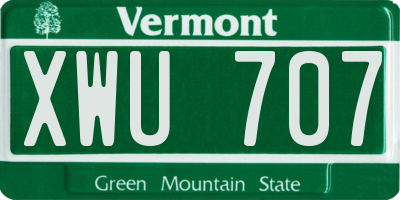 VT license plate XWU707