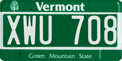 VT license plate XWU708