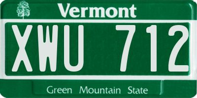 VT license plate XWU712