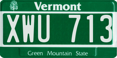 VT license plate XWU713