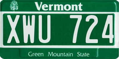 VT license plate XWU724