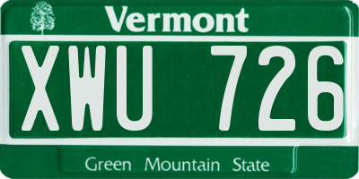 VT license plate XWU726