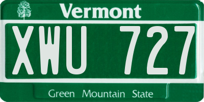 VT license plate XWU727
