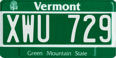 VT license plate XWU729