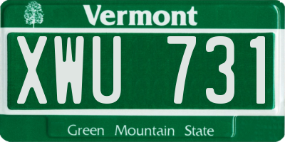 VT license plate XWU731