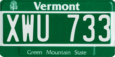 VT license plate XWU733