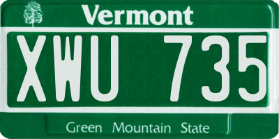 VT license plate XWU735