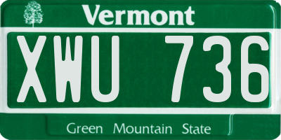 VT license plate XWU736