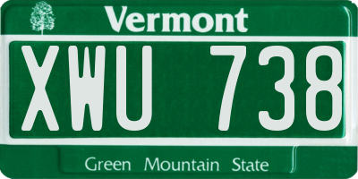 VT license plate XWU738