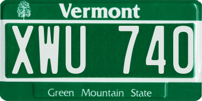 VT license plate XWU740