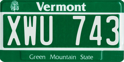 VT license plate XWU743
