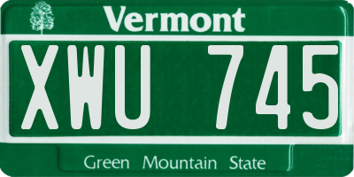 VT license plate XWU745