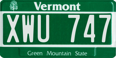 VT license plate XWU747