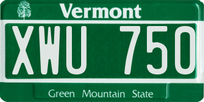VT license plate XWU750