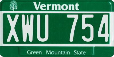 VT license plate XWU754