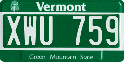 VT license plate XWU759