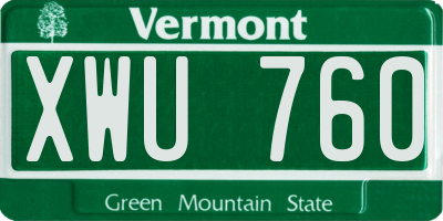 VT license plate XWU760