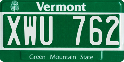 VT license plate XWU762