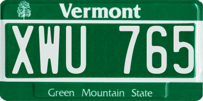 VT license plate XWU765