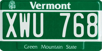 VT license plate XWU768