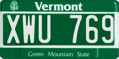 VT license plate XWU769