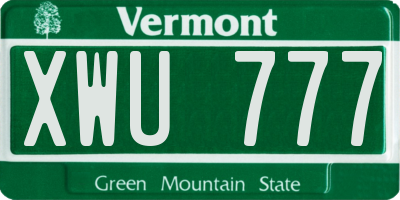 VT license plate XWU777