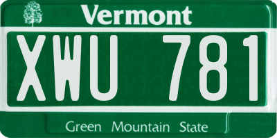 VT license plate XWU781