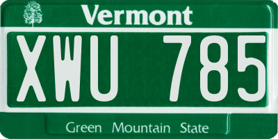 VT license plate XWU785