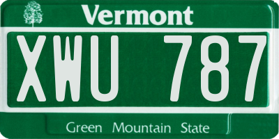 VT license plate XWU787