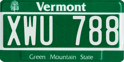VT license plate XWU788