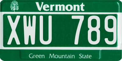 VT license plate XWU789
