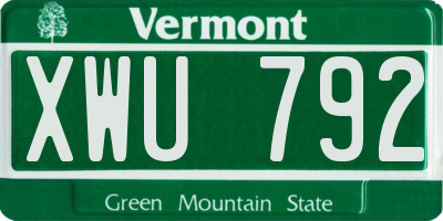VT license plate XWU792