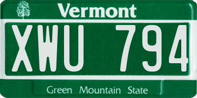 VT license plate XWU794