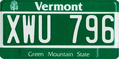 VT license plate XWU796