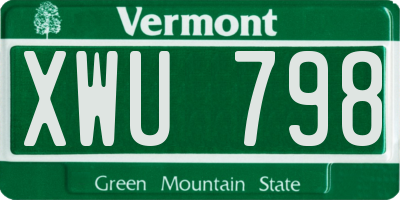 VT license plate XWU798
