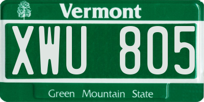 VT license plate XWU805