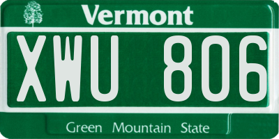 VT license plate XWU806