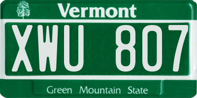 VT license plate XWU807
