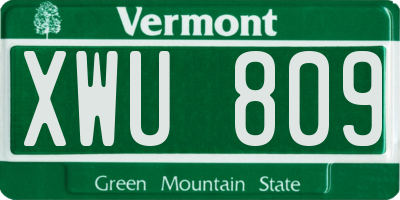 VT license plate XWU809