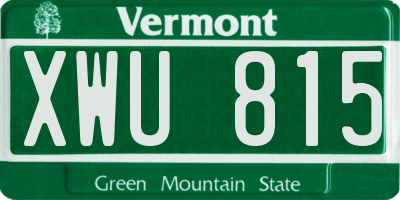 VT license plate XWU815