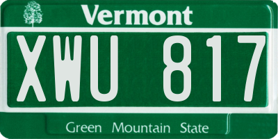 VT license plate XWU817